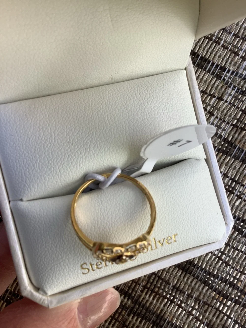 NIB Cynthia Rowley Sparkle Sterling Silver Gold Heart Ring Mary Madonna 7